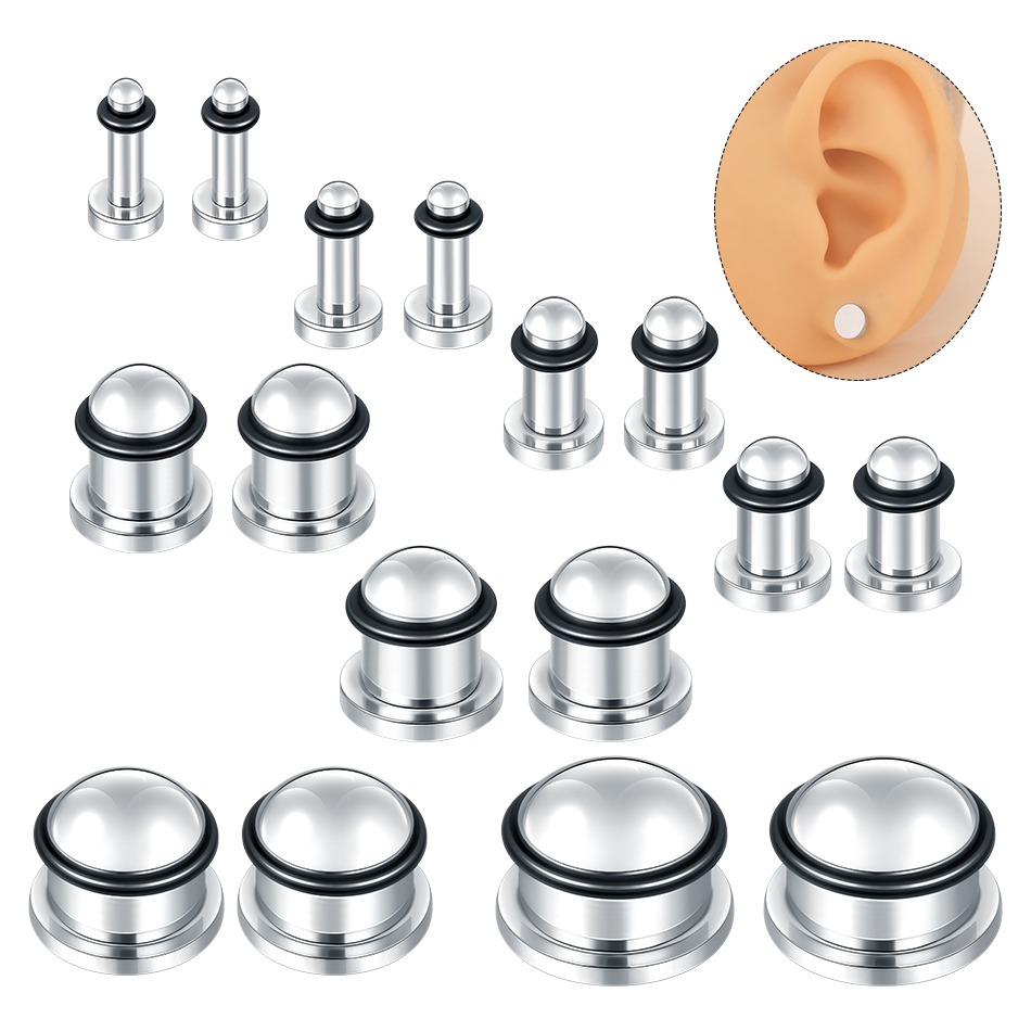 Body Jewelry Ear Plugs - 1Pair Stainless Steel Ear Tunnel Earring