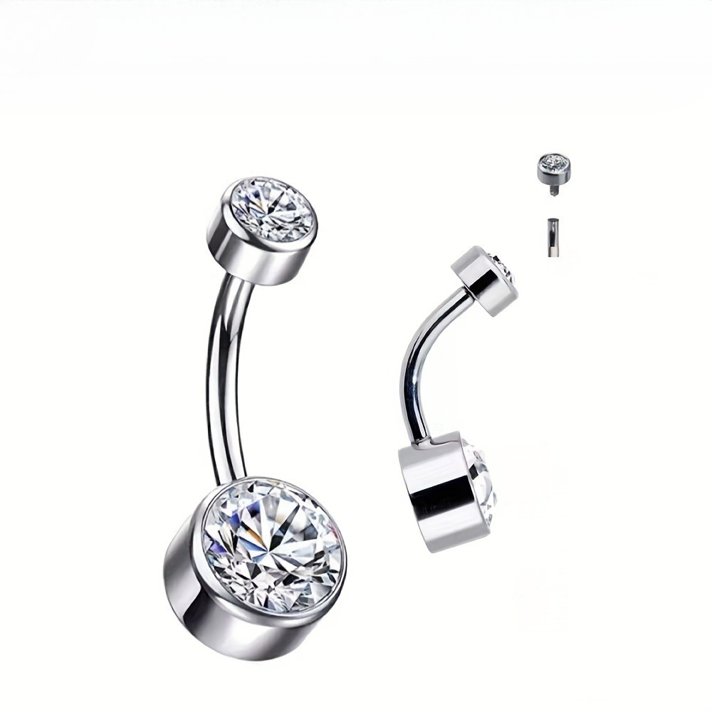 Body Jewelry For Sensitive Skin - 1pcs Hypoallergenic Stainless Steel Zirconia Belly