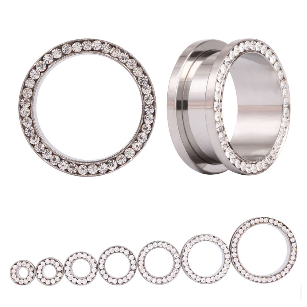Body Jewelry Ear Plugs - 2 pcs/lot Crystal Ear Tunnel Screw
