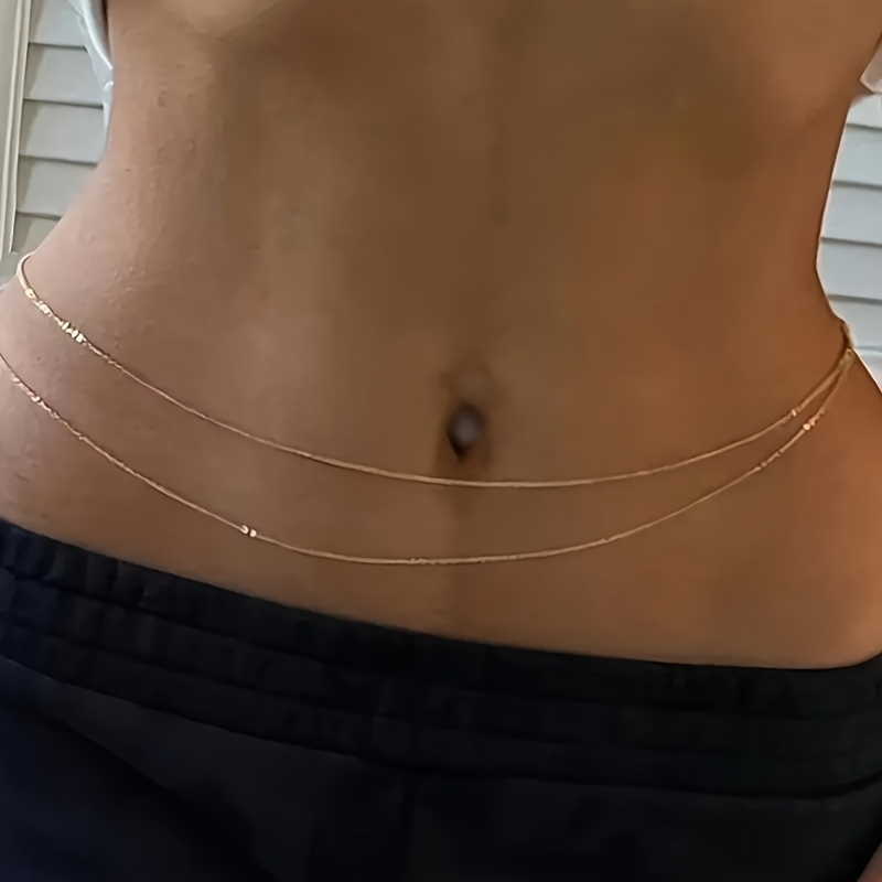 Body Jewelry Chains - 1Double-Layer Gold Metal Waist Chain Belt
