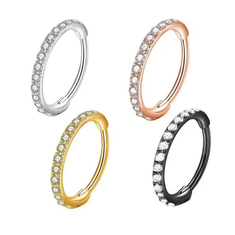 16G Clear CZ Nose Ring Hoop 31 - Body Jewelry Earrings ulasan dan harga