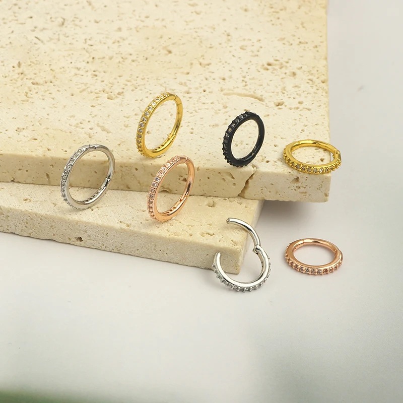 16G Clear CZ Nose Ring Hoop 31 - Body Jewelry Earrings ulasan dan harga