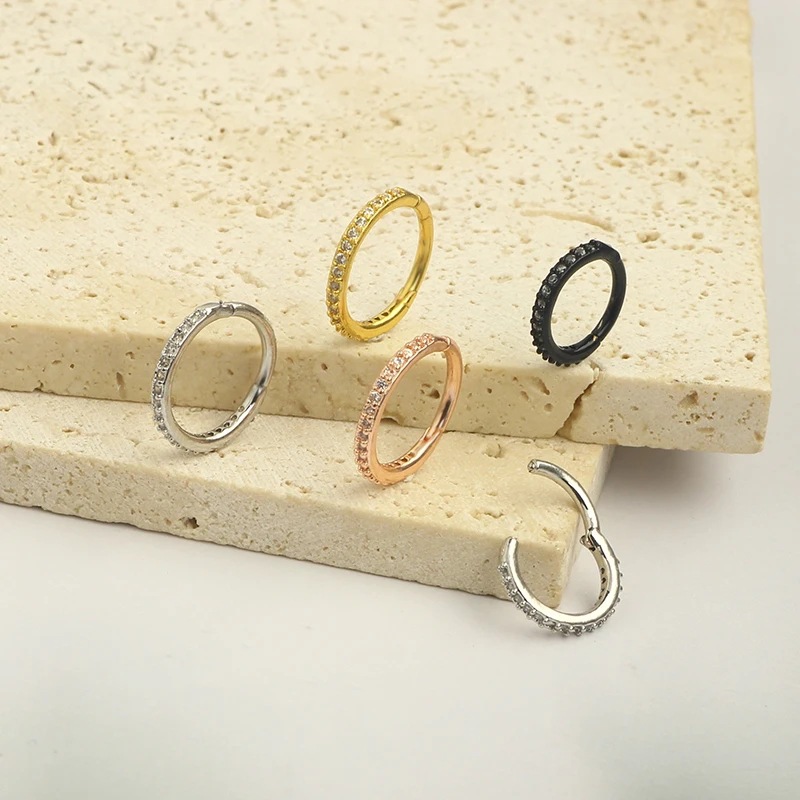 16G Clear CZ Nose Ring Hoop 31 - Body Jewelry Earrings ulasan dan harga