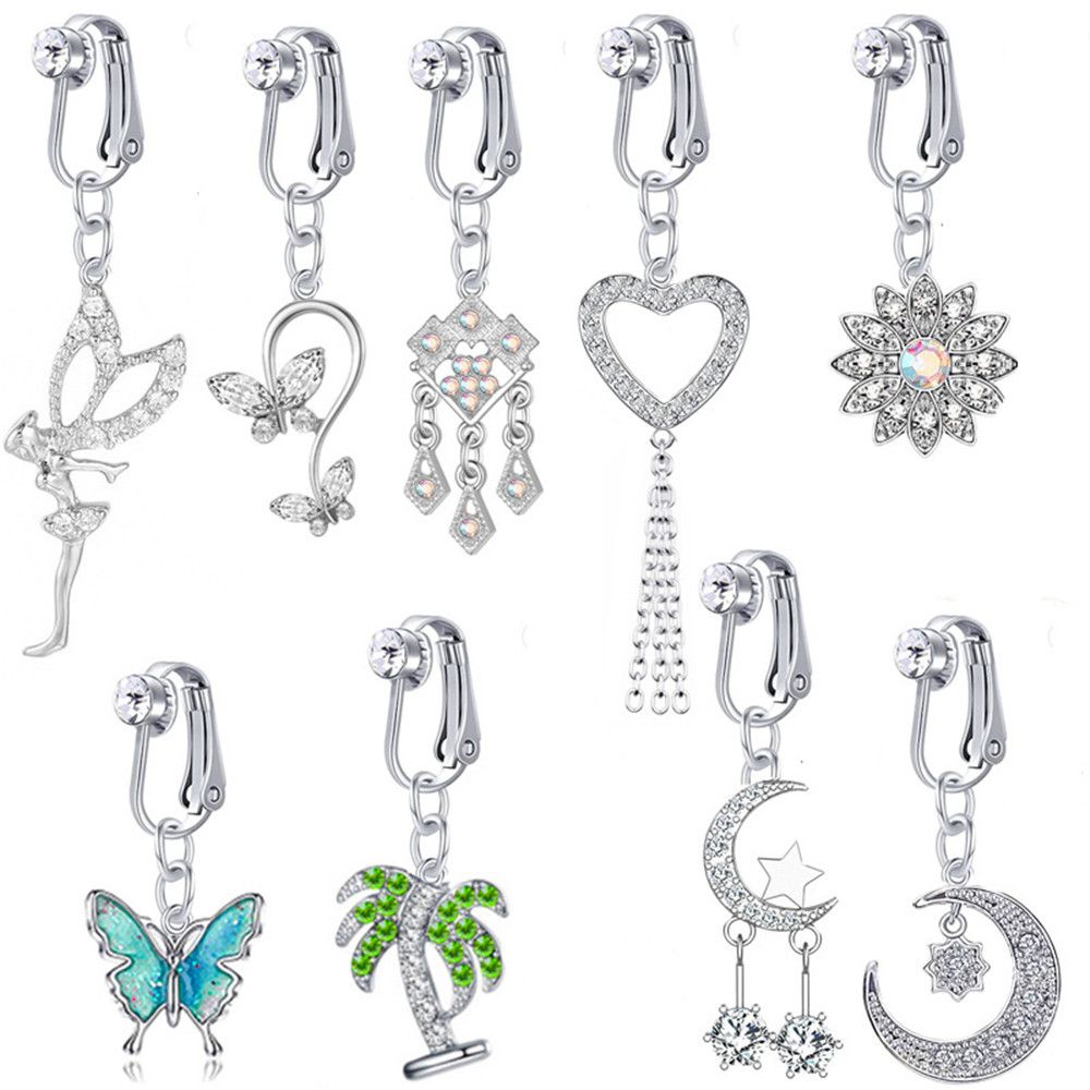 Faux Fake Belly Butterfly Fake - Body Jewelry Earrings ulasan dan harga