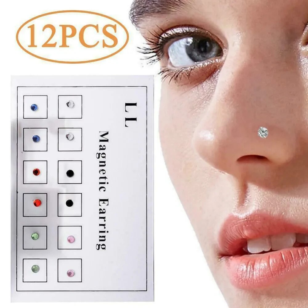 12PCS/Card Fake Cheater Non Pi - Body Jewelry Earrings ulasan dan harga