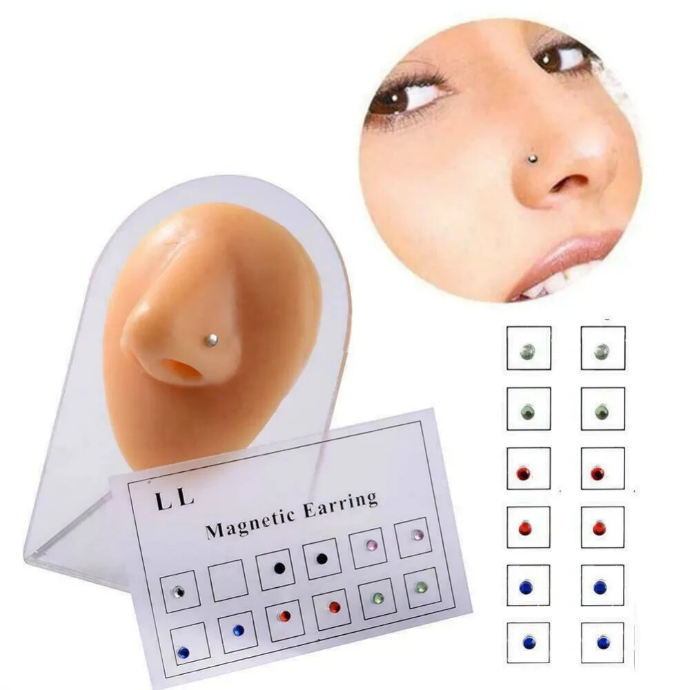 12PCS/Card Fake Cheater Non Pi - Body Jewelry Earrings ulasan dan harga
