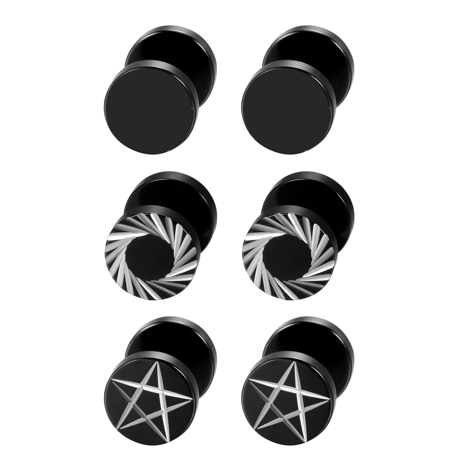 2Pcs/6Pcs Black Stainless Stee - Body Jewelry Ear Plugs ulasan dan harga