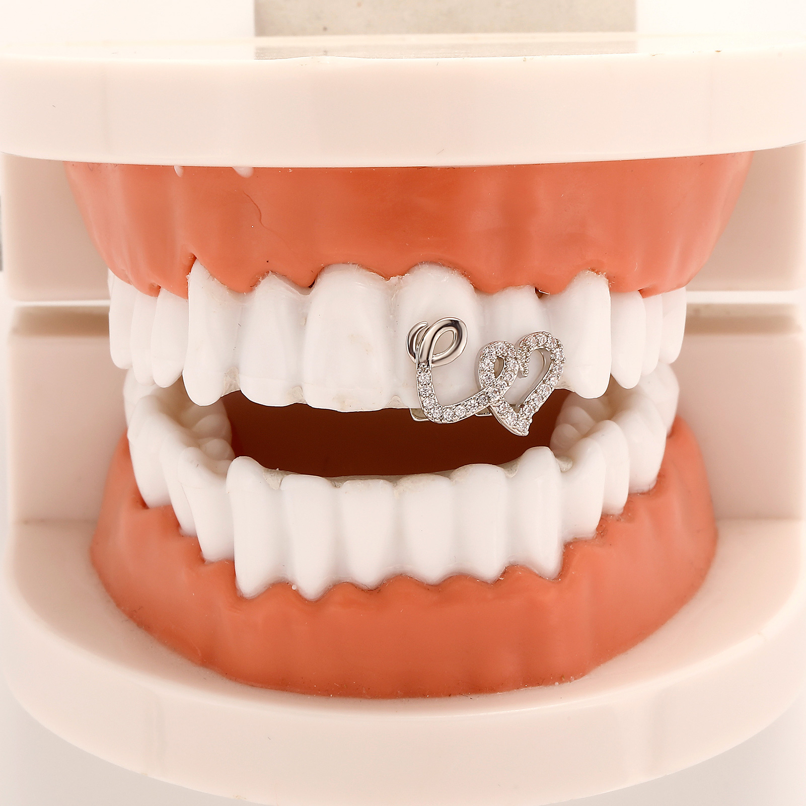 TOPGRILLZ Double Heart Teeth C - Body Jewelry For Men ulasan dan harga