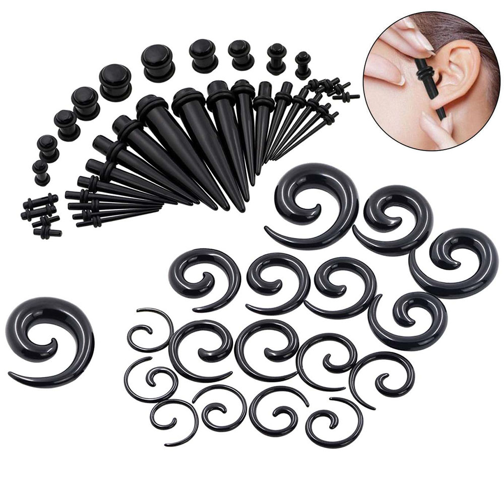 1 Set Ear Taper Kit Black Ear  - Body Jewelry Ear Plugs ulasan dan harga