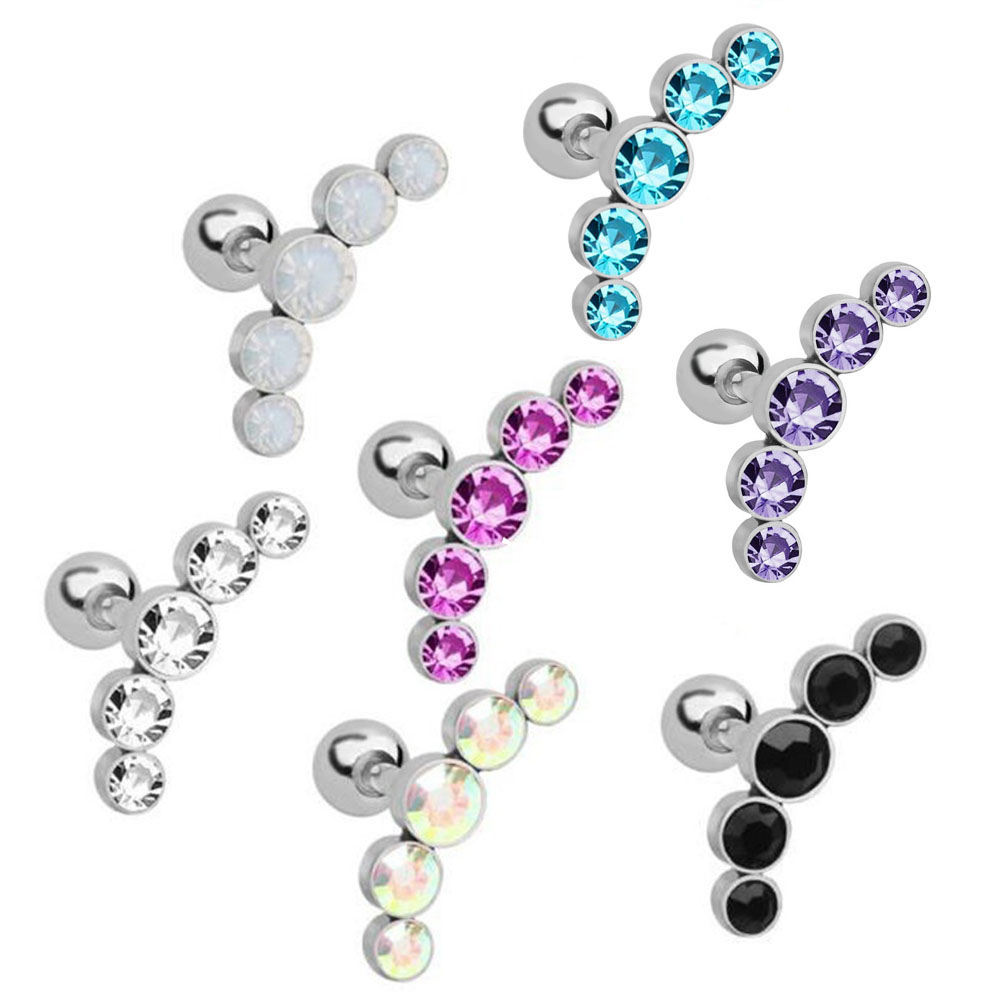 1Pcs Fashion 16G Crystal Gem O - Body Jewelry Earrings ulasan dan harga