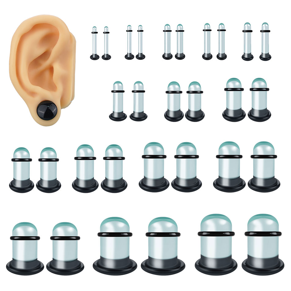 2pcs Glass Ear Gauges Stretchi - Body Jewelry Ear Plugs ulasan dan harga