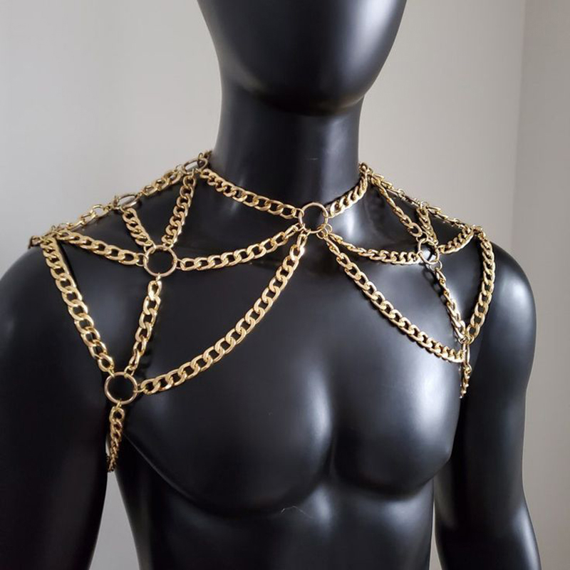 Punk Men Shoulder Body Chain B - Body Jewelry For Men ulasan dan harga