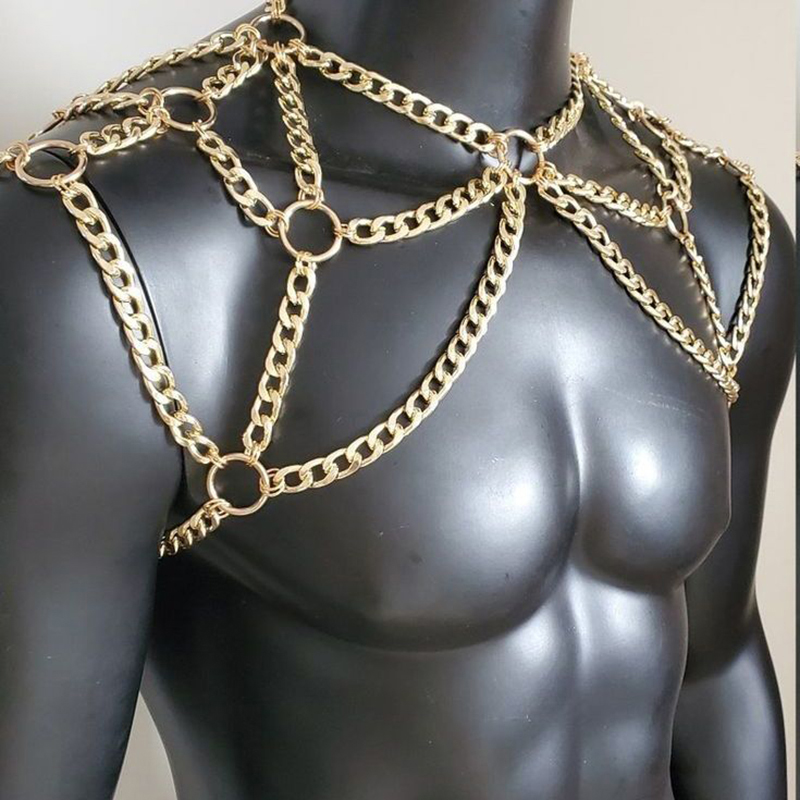 Punk Men Shoulder Body Chain B - Body Jewelry For Men ulasan dan harga