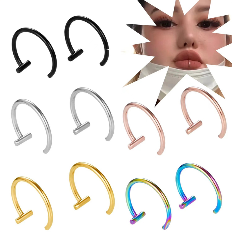 18G Surgical Steel Lip Ring Ha - Body Jewelry Earrings ulasan dan harga
