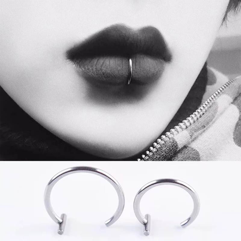 18G Surgical Steel Lip Ring Ha - Body Jewelry Earrings ulasan dan harga