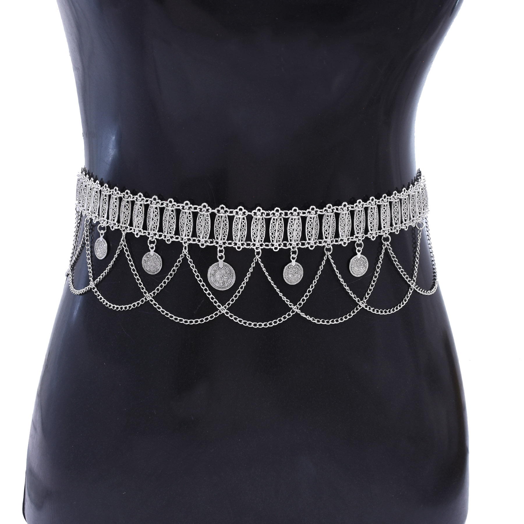 Niche Retro Design Silver Carv - Body Jewelry Chains ulasan dan harga