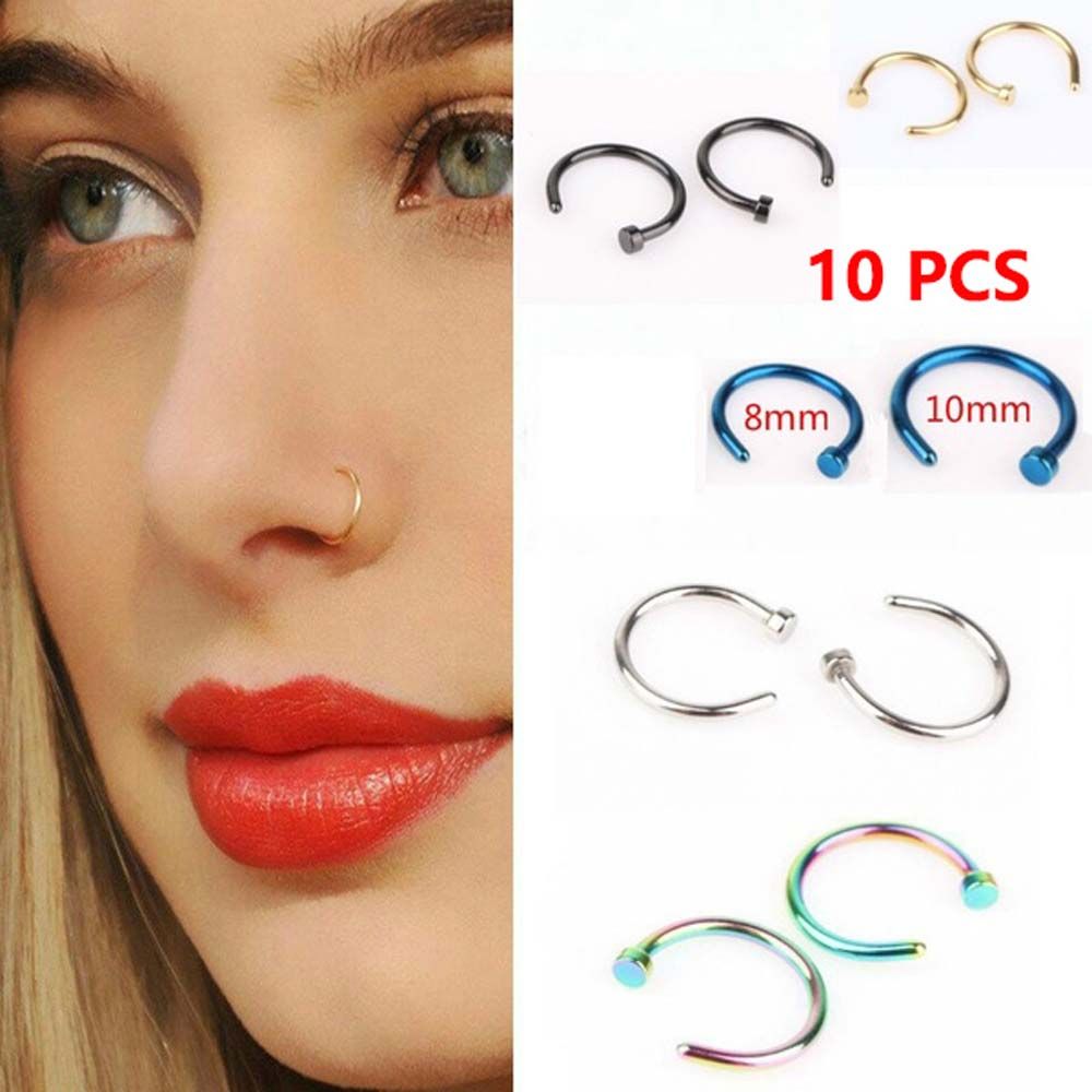 10 Pcs Thin Stainless Steel Fo - Body Jewelry Earrings ulasan dan harga