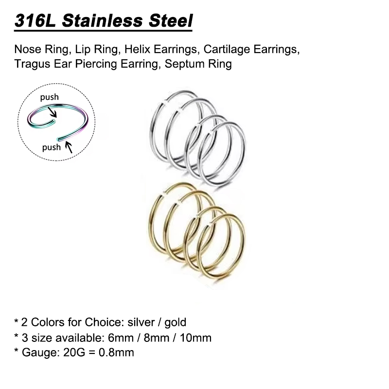 6pcs/lot Hypoallergenic Nose R - Body Jewelry Earrings ulasan dan harga