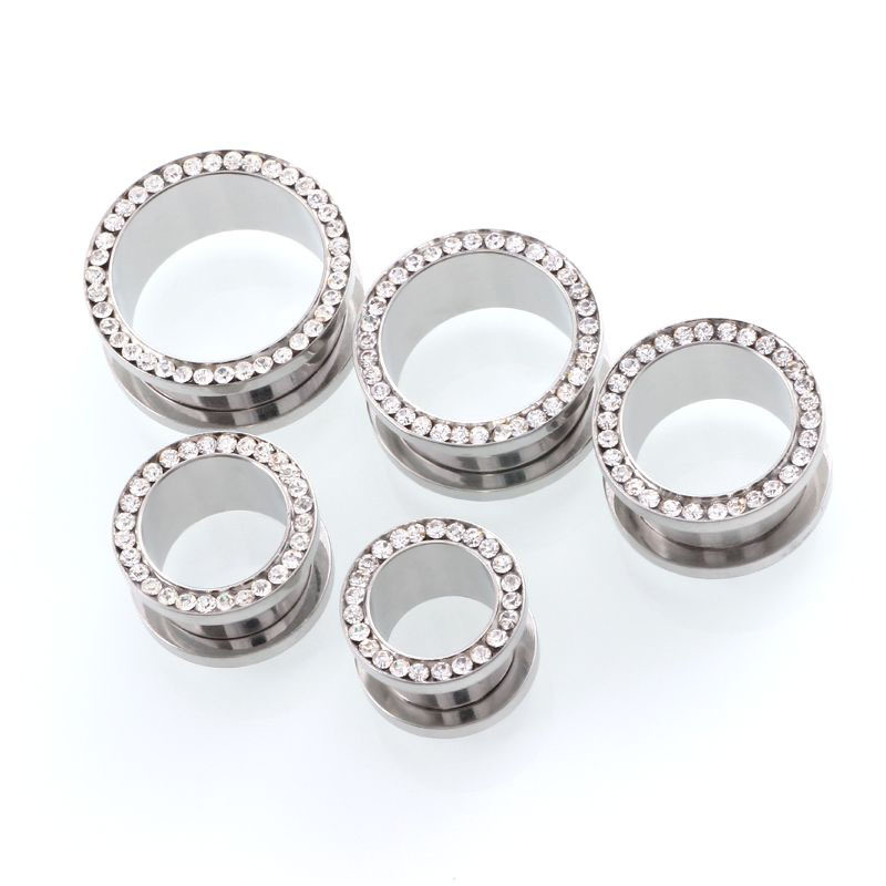 2 pcs/lot Crystal Ear Tunnel S - Body Jewelry Ear Plugs ulasan dan harga