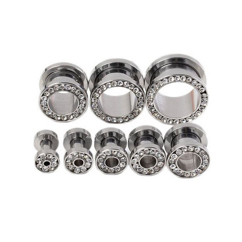 2 pcs/lot Crystal Ear Tunnel S - Body Jewelry Ear Plugs ulasan dan harga