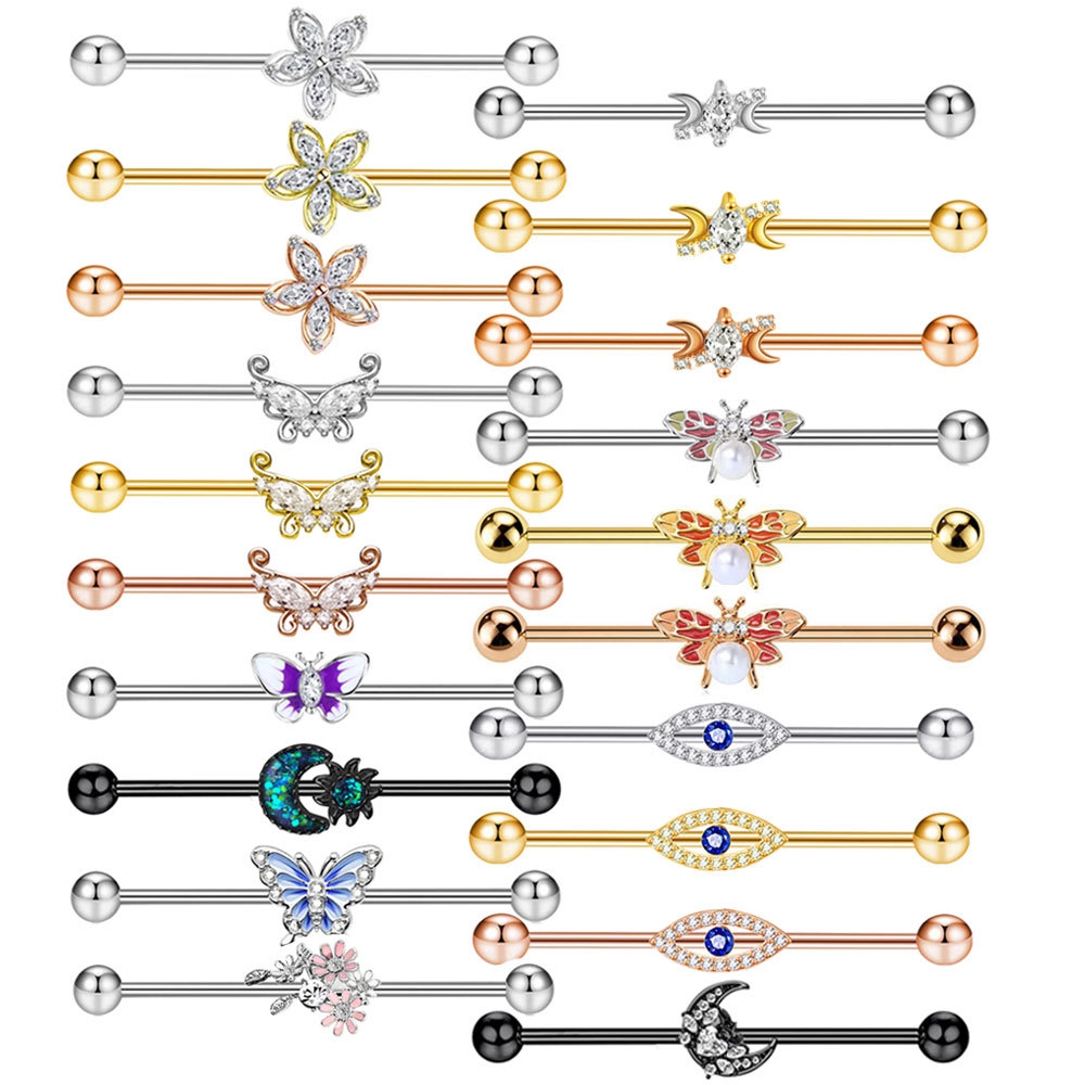 CZ Butterfly Barbell Earrings  - Body Jewelry Barbell ulasan dan harga