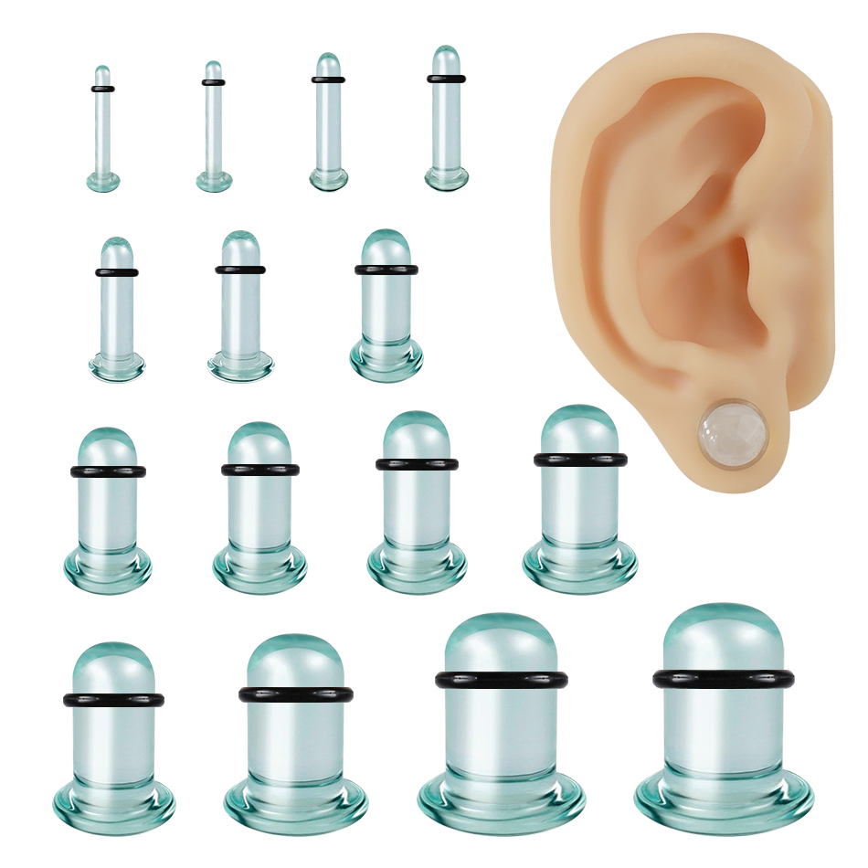 1Pair Glass Ear Tunnels and Pl - Body Jewelry Ear Plugs ulasan dan harga