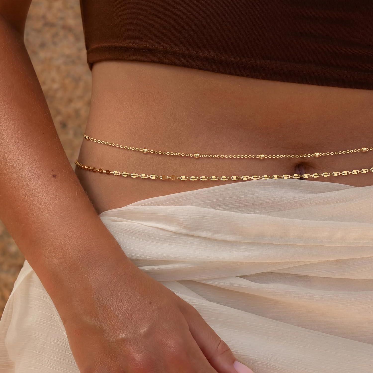 14K Gold Plated Waist Chain Wo - Body Jewelry For Sale ulasan dan harga